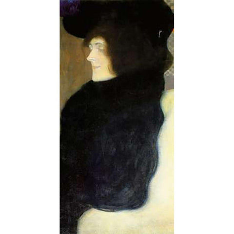 Pale Face White Modern Wood Framed Art Print by Klimt, Gustav