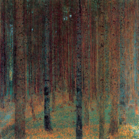 Pine Forest II 1901 White Modern Wood Framed Art Print by Klimt, Gustav