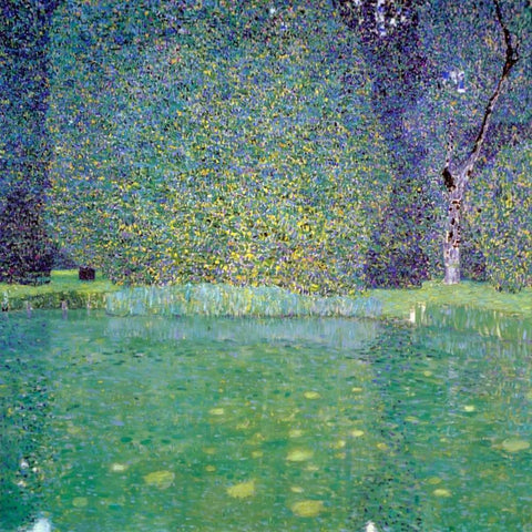 Pond At Schloss Kammer On The Attersee 1910 White Modern Wood Framed Art Print by Klimt, Gustav