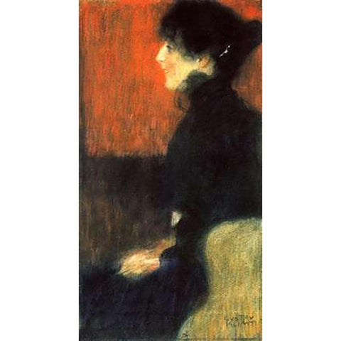 Portrait Of A Lady 1898 Black Modern Wood Framed Art Print with Double Matting by Klimt, Gustav