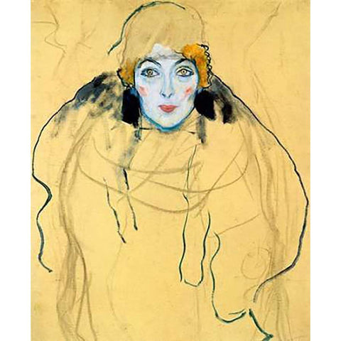 Portrait Of A Woman 1918 Black Modern Wood Framed Art Print with Double Matting by Klimt, Gustav