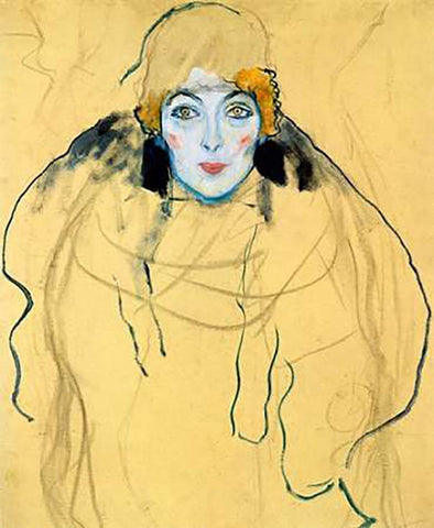 Portrait Of A Woman 1918 Black Ornate Wood Framed Art Print with Double Matting by Klimt, Gustav