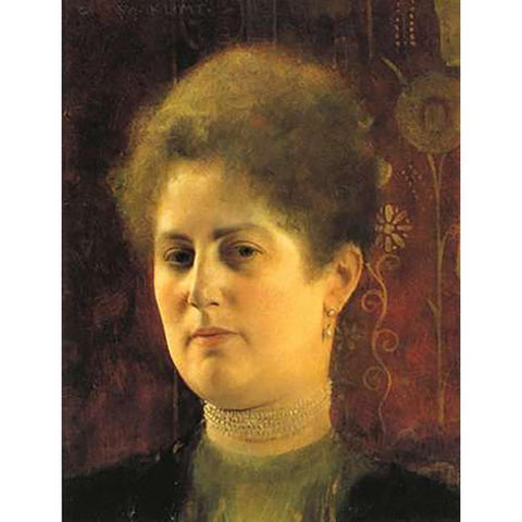 Portrait Of A Woman c. 1894 Black Modern Wood Framed Art Print with Double Matting by Klimt, Gustav