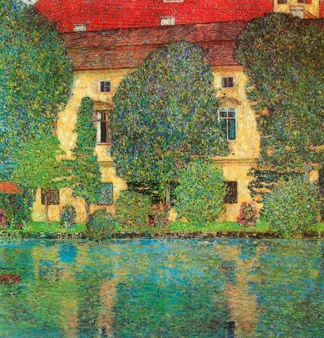 Schloss Kammer On Attersee Black Ornate Wood Framed Art Print with Double Matting by Klimt, Gustav