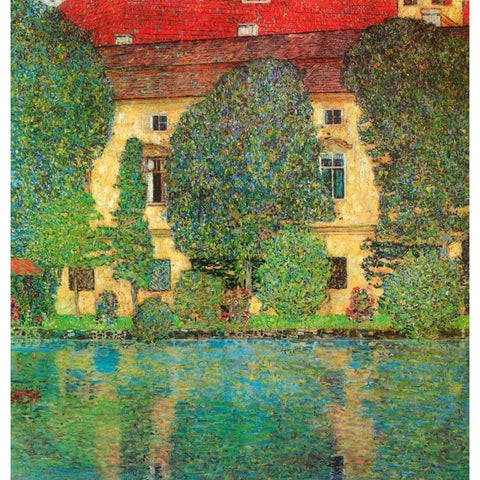 Schloss Kammer On Attersee White Modern Wood Framed Art Print by Klimt, Gustav