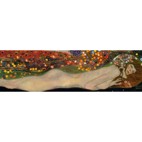 Sea Serpents III White Modern Wood Framed Art Print by Klimt, Gustav