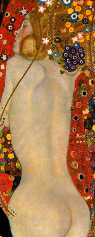 Sea Serpents IV White Modern Wood Framed Art Print with Double Matting by Klimt, Gustav