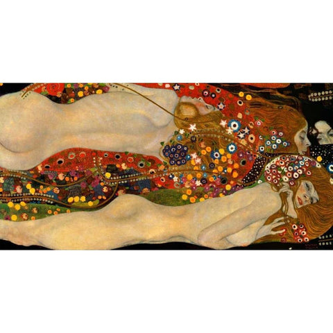 Sea Serpents V Black Modern Wood Framed Art Print with Double Matting by Klimt, Gustav