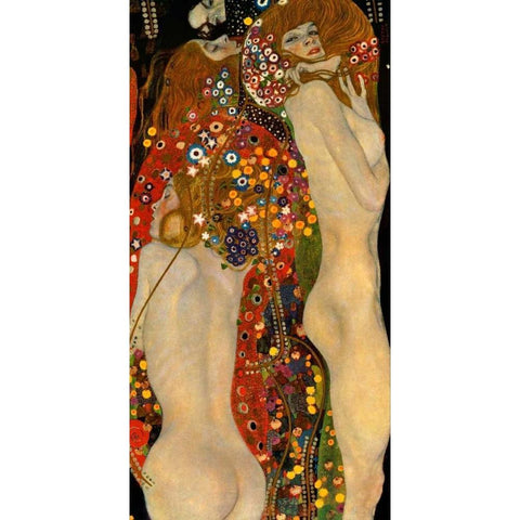 Sea Serpents VI Black Modern Wood Framed Art Print with Double Matting by Klimt, Gustav