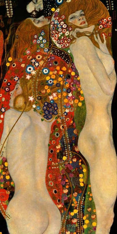 Sea Serpents VI White Modern Wood Framed Art Print with Double Matting by Klimt, Gustav