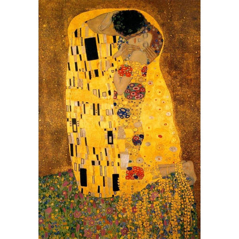 The Kiss - detail 1 White Modern Wood Framed Art Print by Klimt, Gustav