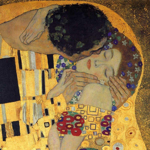 The Kiss - detail 3 Black Modern Wood Framed Art Print with Double Matting by Klimt, Gustav