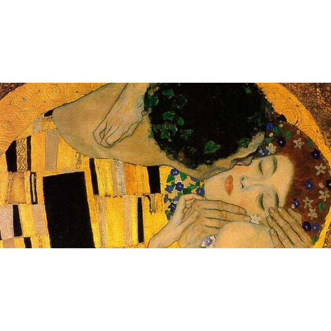 The Kiss - detail 4 White Modern Wood Framed Art Print by Klimt, Gustav