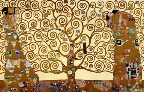 The Stoclet Frieze White Modern Wood Framed Art Print with Double Matting by Klimt, Gustav