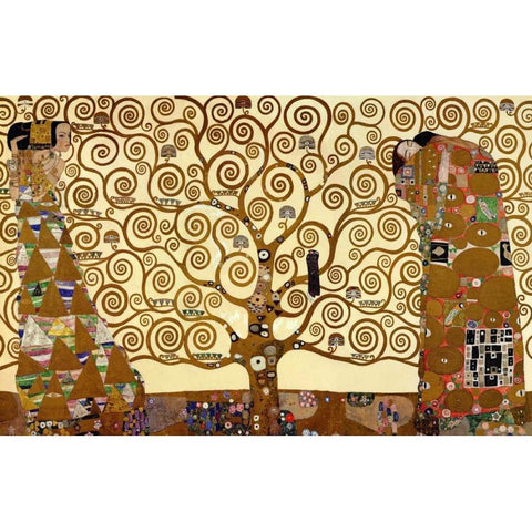 The Stoclet Frieze Gold Ornate Wood Framed Art Print with Double Matting by Klimt, Gustav