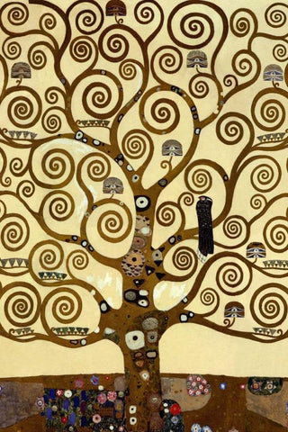 The Tree Of Life White Modern Wood Framed Art Print with Double Matting by Klimt, Gustav