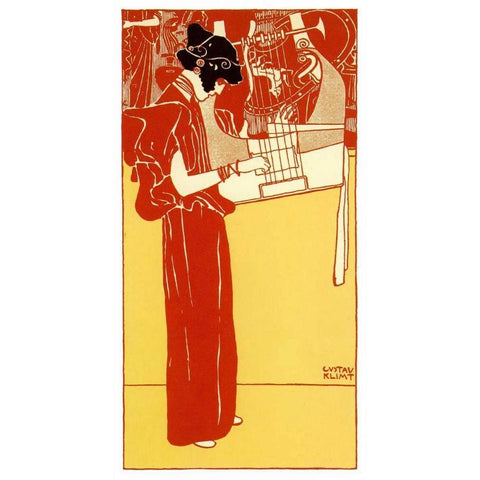 Vignette Of Music 1901 Black Modern Wood Framed Art Print with Double Matting by Klimt, Gustav