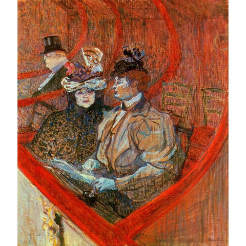 A Box At The Theater Gold Ornate Wood Framed Art Print with Double Matting by Toulouse-Lautrec, Henri