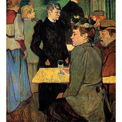A Corner In A Dance Hall Black Modern Wood Framed Art Print with Double Matting by Toulouse-Lautrec, Henri