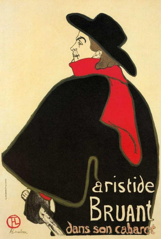 Aristide Bruant In His Cabaret White Modern Wood Framed Art Print with Double Matting by Toulouse-Lautrec, Henri