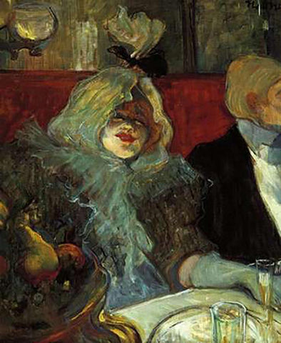 At The Rat Mort Black Ornate Wood Framed Art Print with Double Matting by Toulouse-Lautrec, Henri