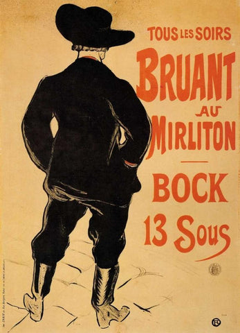 Bruant At The Mirliton White Modern Wood Framed Art Print with Double Matting by Toulouse-Lautrec, Henri