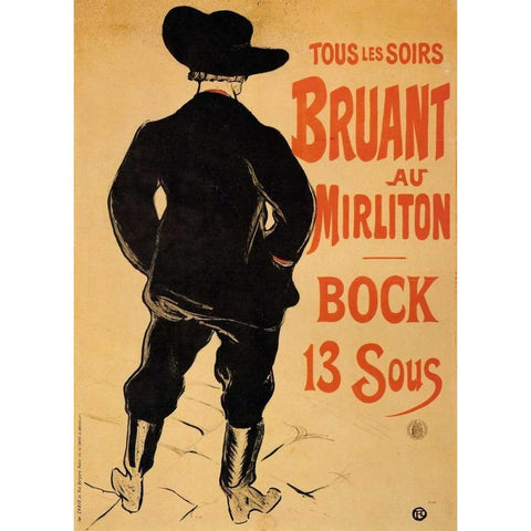 Bruant At The Mirliton Black Modern Wood Framed Art Print with Double Matting by Toulouse-Lautrec, Henri