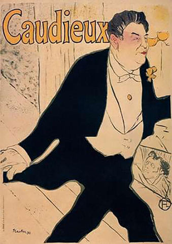 Caudieux Black Ornate Wood Framed Art Print with Double Matting by Toulouse-Lautrec, Henri