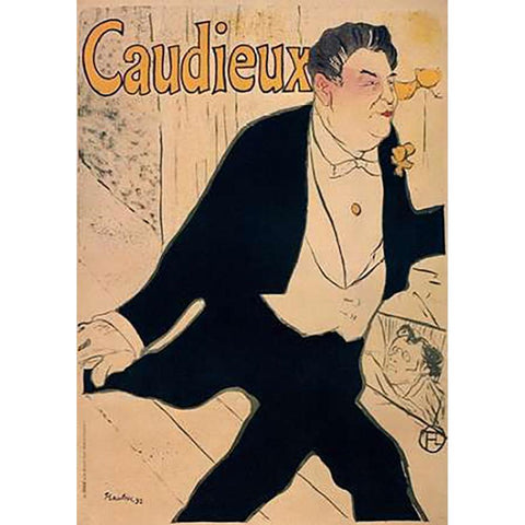 Caudieux Black Modern Wood Framed Art Print by Toulouse-Lautrec, Henri