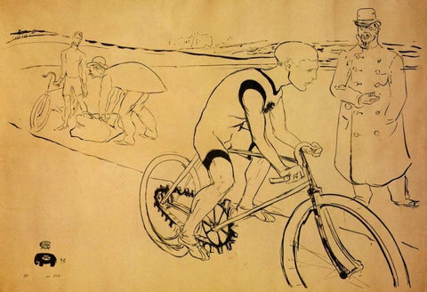 Cycle Michael White Modern Wood Framed Art Print with Double Matting by Toulouse-Lautrec, Henri
