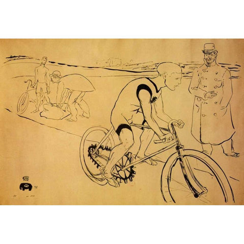 Cycle Michael Black Modern Wood Framed Art Print by Toulouse-Lautrec, Henri