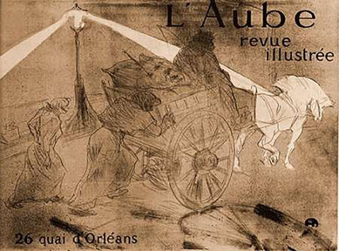 Dawn Black Ornate Wood Framed Art Print with Double Matting by Toulouse-Lautrec, Henri