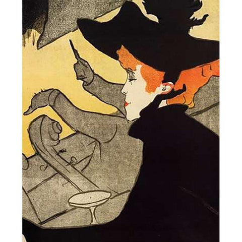 Detail Divan Japonais Black Modern Wood Framed Art Print with Double Matting by Toulouse-Lautrec, Henri