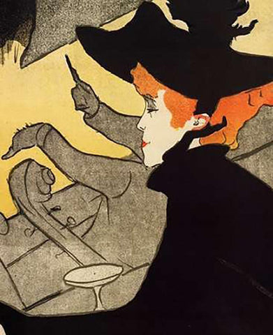 Detail Divan Japonais White Modern Wood Framed Art Print with Double Matting by Toulouse-Lautrec, Henri