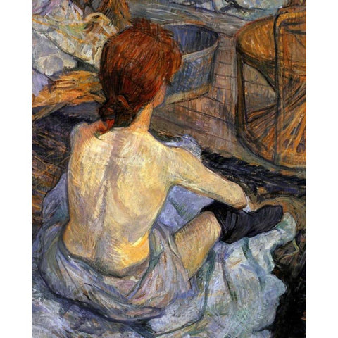 Detail La Toilette White Modern Wood Framed Art Print by Toulouse-Lautrec, Henri