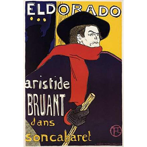 Eldorado Aristide Bruant Black Modern Wood Framed Art Print by Toulouse-Lautrec, Henri