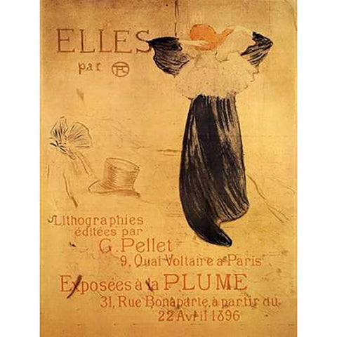 Elles Black Modern Wood Framed Art Print with Double Matting by Toulouse-Lautrec, Henri