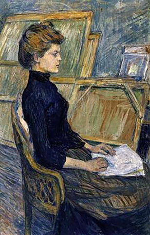 Helene Vary White Modern Wood Framed Art Print with Double Matting by Toulouse-Lautrec, Henri