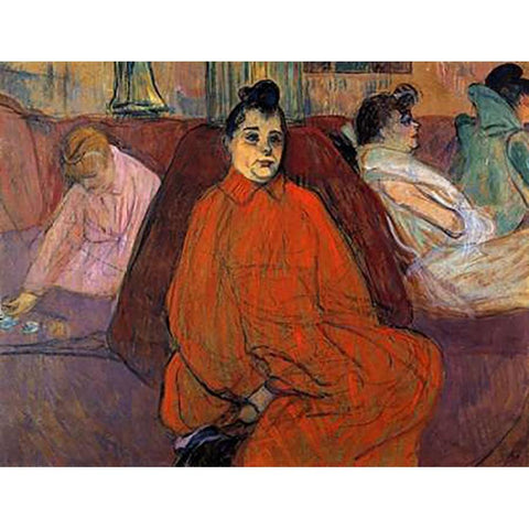 In The Salon The Sofa Gold Ornate Wood Framed Art Print with Double Matting by Toulouse-Lautrec, Henri