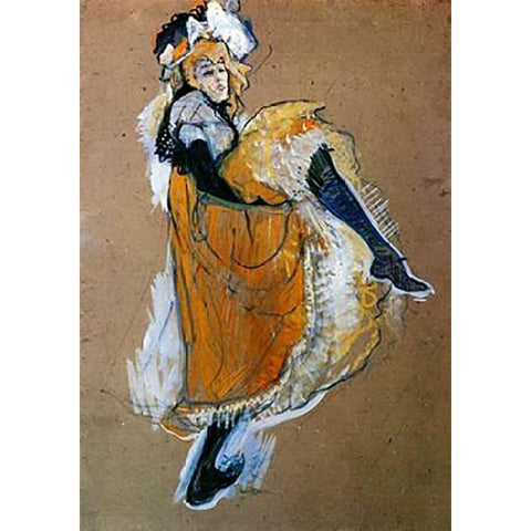 Jane Avril Dancing Black Modern Wood Framed Art Print with Double Matting by Toulouse-Lautrec, Henri