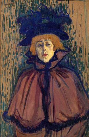 Jane Avril 1 Black Ornate Wood Framed Art Print with Double Matting by Toulouse-Lautrec, Henri