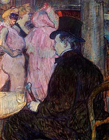 Maxime Dethomas At The Opera Ball White Modern Wood Framed Art Print with Double Matting by Toulouse-Lautrec, Henri