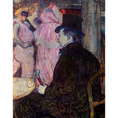 Maxime Dethomas At The Opera Ball Black Modern Wood Framed Art Print by Toulouse-Lautrec, Henri