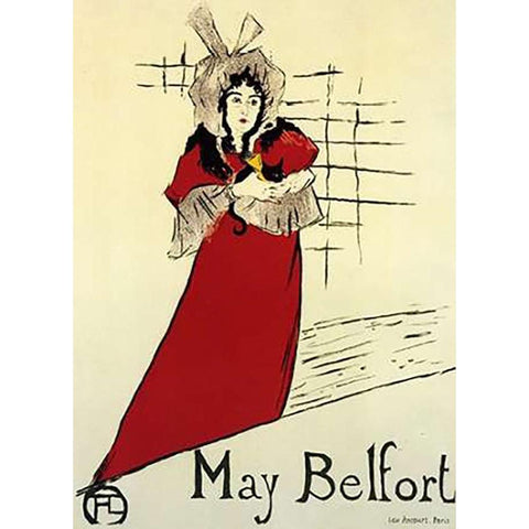 May Belfort Black Modern Wood Framed Art Print with Double Matting by Toulouse-Lautrec, Henri