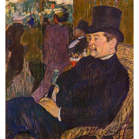 M Delaporte At The Jardin De Paris Black Modern Wood Framed Art Print with Double Matting by Toulouse-Lautrec, Henri