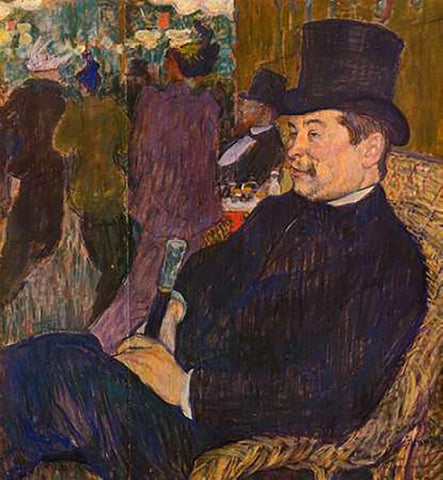 M Delaporte At The Jardin De Paris White Modern Wood Framed Art Print with Double Matting by Toulouse-Lautrec, Henri