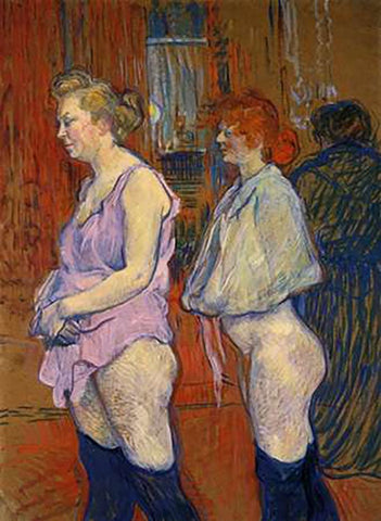 Medical Inspection White Modern Wood Framed Art Print with Double Matting by Toulouse-Lautrec, Henri