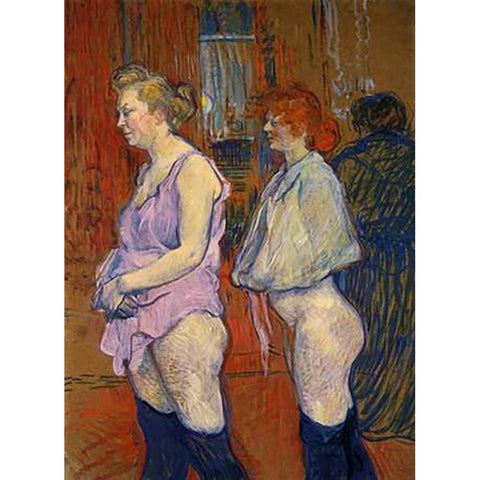 Medical Inspection Black Modern Wood Framed Art Print by Toulouse-Lautrec, Henri