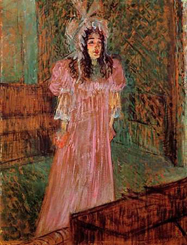 Miss May Belfort 2 White Modern Wood Framed Art Print with Double Matting by Toulouse-Lautrec, Henri