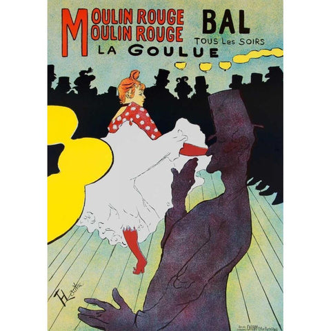 Moulin Rouge Gold Ornate Wood Framed Art Print with Double Matting by Toulouse-Lautrec, Henri